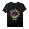 Peace Love Only Hippie Kostüm T-Shirt - Buntes Retro 60er/70er Shirt für Partys, Festivals & Halloween