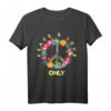 Peace Love Only Hippie Kostüm T-Shirt - Buntes Retro 60er/70er Shirt für Partys, Festivals & Halloween