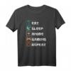 Eat Sleep Anime Gaming Repeat T-Shirt - Lustiges Manga & Gamer Motiv für Frauen, Männer & Kinder, ideal für Anime und Gaming Fans