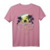 Buntes Totenkopf T-Shirt mit Palmen - Farbenfrohes Strandmotiv für Damen und Herren, Sommer- und Urlaubsmode