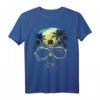Buntes Totenkopf T-Shirt mit Palmen - Farbenfrohes Strandmotiv für Damen und Herren, Sommer- und Urlaubsmode