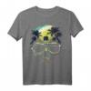Buntes Totenkopf T-Shirt mit Palmen - Farbenfrohes Strandmotiv für Damen und Herren, Sommer- und Urlaubsmode