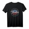 HapPanda American Flag Circle Stamp Logo T-Shirt – Patriotisches Retro-Design für Männer, Frauen, Jungen und Mädchen
