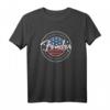 HapPanda American Flag Circle Stamp Logo T-Shirt – Patriotisches Retro-Design für Männer, Frauen, Jungen und Mädchen