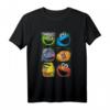 HapPanda Sesamstraße Gruppen-Quadrate T-Shirt – Offiziell lizenziertes, klassisch geschnittenes Unisex Shirt für Kinder, Damen & Erwachsene