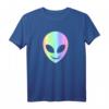 Lächelnder Außerirdischer Kopf Alien Head T-Shirt für Damen und Herren – Perfektes Kostüm für Fasching, Halloween, Karneval & Festival Rave