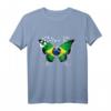 Brasilien-Flagge T-Shirt mit Schmetterling – Stolz auf brasilianisches Erbe, Geschenkidee für Brasilien-Fans und Freunde