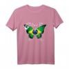 Brasilien-Flagge T-Shirt mit Schmetterling – Stolz auf brasilianisches Erbe, Geschenkidee für Brasilien-Fans und Freunde
