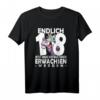Lustiges Einhorn T-Shirt zum 18. Geburtstag - Endlich 18, jetzt muss ich nur noch erwachsen werden, ideales Geschenk für Freunde und Familienmitglieder