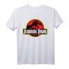 Jurassic Park Classic Red And Yellow T-Rex Logo T-Shirt - Offiziell Lizenzierte Jurassic Park Kleidung für Fans