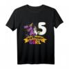 Kinder Dinosaurier Einhorn 5. Geburtstag T-Shirt - Perfekt für Dino & Einhorn Motto Party, Deko & Geschenkidee für Mädchen ab 5 Jahren
