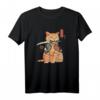 Kawaii Samurai Ninja Cat Tattoo T-Shirt – Japanisches Manga-Design für Katzen- und Anime-Fans, perfekt für Kostümpartys und Geschenke
