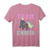 Lustiges Team Einhorn T-Shirt für Damen und Kinder - Graues oder schwarzes Einhorn Design für Partys, Festivals & Familienfeiern