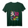 Damen 32. Geburtstag Einhorn Frauen Party Geschenk T-Shirt mit V-Ausschnitt – Perfekt für den besonderen Tag