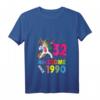 Damen 32. Geburtstag Einhorn Frauen Party Geschenk T-Shirt mit V-Ausschnitt – Perfekt für den besonderen Tag