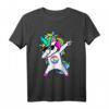 Dabbing Einhorn Friedenszeichen Peace Zeichen T-Shirt – Buntes Vintage Disco Kostüm für Damen und Herren, perfekt für 70er/80er/90er Partys und als Geschenk
