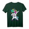 Dabbing Einhorn Friedenszeichen Peace Zeichen T-Shirt – Buntes Vintage Disco Kostüm für Damen und Herren, perfekt für 70er/80er/90er Partys und als Geschenk