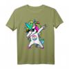 Dabbing Einhorn Friedenszeichen Peace Zeichen T-Shirt – Buntes Vintage Disco Kostüm für Damen und Herren, perfekt für 70er/80er/90er Partys und als Geschenk