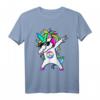 Dabbing Einhorn Friedenszeichen Peace Zeichen T-Shirt – Buntes Vintage Disco Kostüm für Damen und Herren, perfekt für 70er/80er/90er Partys und als Geschenk