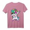 Dabbing Einhorn Friedenszeichen Peace Zeichen T-Shirt – Buntes Vintage Disco Kostüm für Damen und Herren, perfekt für 70er/80er/90er Partys und als Geschenk