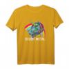 Death Metal Unicorn Einhorn T-Shirt mit Regenbogen – Klassisch geschnitten, doppelt genäht, ideal für Metal- und Unicorn-Fans