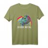 Death Metal Unicorn Einhorn T-Shirt mit Regenbogen – Klassisch geschnitten, doppelt genäht, ideal für Metal- und Unicorn-Fans