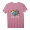Death Metal Unicorn Einhorn T-Shirt mit Regenbogen – Klassisch geschnitten, doppelt genäht, ideal für Metal- und Unicorn-Fans