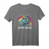 Death Metal Unicorn Einhorn T-Shirt mit Regenbogen – Klassisch geschnitten, doppelt genäht, ideal für Metal- und Unicorn-Fans