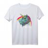 Death Metal Unicorn Einhorn T-Shirt mit Regenbogen – Klassisch geschnitten, doppelt genäht, ideal für Metal- und Unicorn-Fans
