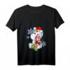 Damen Einhorn Schneemann Weihnachten T-Shirt mit V-Ausschnitt - Süßes Geschenk für Einhorn- und Schneemann-Fans zu Weihnachten