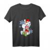 Damen Einhorn Schneemann Weihnachten T-Shirt mit V-Ausschnitt - Süßes Geschenk für Einhorn- und Schneemann-Fans zu Weihnachten