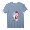 Damen Einhorn Schneemann Weihnachten T-Shirt mit V-Ausschnitt - Süßes Geschenk für Einhorn- und Schneemann-Fans zu Weihnachten