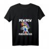 Damen Pew Pew Madafakas Einhorn T-Shirt mit V-Ausschnitt – Lustiges Damen-Shirt mit Einhorn, Pistolen und Sonnenbrille