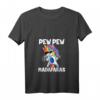 Damen Pew Pew Madafakas Einhorn T-Shirt mit V-Ausschnitt – Lustiges Damen-Shirt mit Einhorn, Pistolen und Sonnenbrille