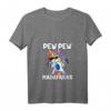 Damen Pew Pew Madafakas Einhorn T-Shirt mit V-Ausschnitt – Lustiges Damen-Shirt mit Einhorn, Pistolen und Sonnenbrille