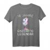 Damen 18. Geburtstag Party T-Shirt - Lustiges Einhorn mit Spruch '18 Jahre einzigartig legendär' für Frauen & Einhorn Liebhaberinnen