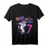 Kinder OMG Endlich 7 - Einhorn Geburtstags T-Shirt für Mädchen mit Regenbogen und Sternen, Perfekt für den 7. Geburtstag & Kinderparty