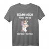 Komm Noch Näher & Es Klatscht Glitzer Mittelfinger Einhorn T-Shirt – Lustiges, freches Statement mit Glitzer für Männer, Frauen & Kinder