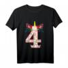Kinder 4. Geburtstag Einhorn Mädchen T-Shirt - Buntes Geburtstagsshirt für 4-Jährige Mädchen mit Einhorn-Motiv