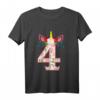 Kinder 4. Geburtstag Einhorn Mädchen T-Shirt - Buntes Geburtstagsshirt für 4-Jährige Mädchen mit Einhorn-Motiv