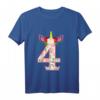 Kinder 4. Geburtstag Einhorn Mädchen T-Shirt - Buntes Geburtstagsshirt für 4-Jährige Mädchen mit Einhorn-Motiv