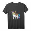 HapPanda T-Shirt mit Faultier auf Einhorn - Lustiges Tiermotiv für Humorvolle & Einhorn-Fans