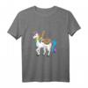 HapPanda T-Shirt mit Faultier auf Einhorn - Lustiges Tiermotiv für Humorvolle & Einhorn-Fans