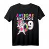 9 Jahre alt Mädchen T-Shirt mit Einhorn - Rosa Geburtstagskleidung für kleine Mädchen zum 9. Geburtstag