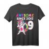 9 Jahre alt Mädchen T-Shirt mit Einhorn - Rosa Geburtstagskleidung für kleine Mädchen zum 9. Geburtstag