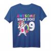 9 Jahre alt Mädchen T-Shirt mit Einhorn - Rosa Geburtstagskleidung für kleine Mädchen zum 9. Geburtstag