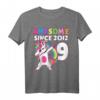 9 Jahre alt Mädchen T-Shirt mit Einhorn - Rosa Geburtstagskleidung für kleine Mädchen zum 9. Geburtstag