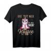 Kaffee- und Einhorn-Morgenmuffel T-Shirt für Frauen – Lustiges Schlaf- und Chill-Shirt mit Kaffee-Design, perfekt als Geschenk