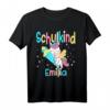 Schulkind Emilia Einhorn T-Shirt - Personalisierte Einschulungsgeschenke für Mädchen zum Schulanfang 2023