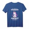 Einhorn August Geboren Geburtstag Geschenk T-Shirt - Lustiges Geburtstagsshirt für Damen und Mädchen mit Einhorn-Motiv